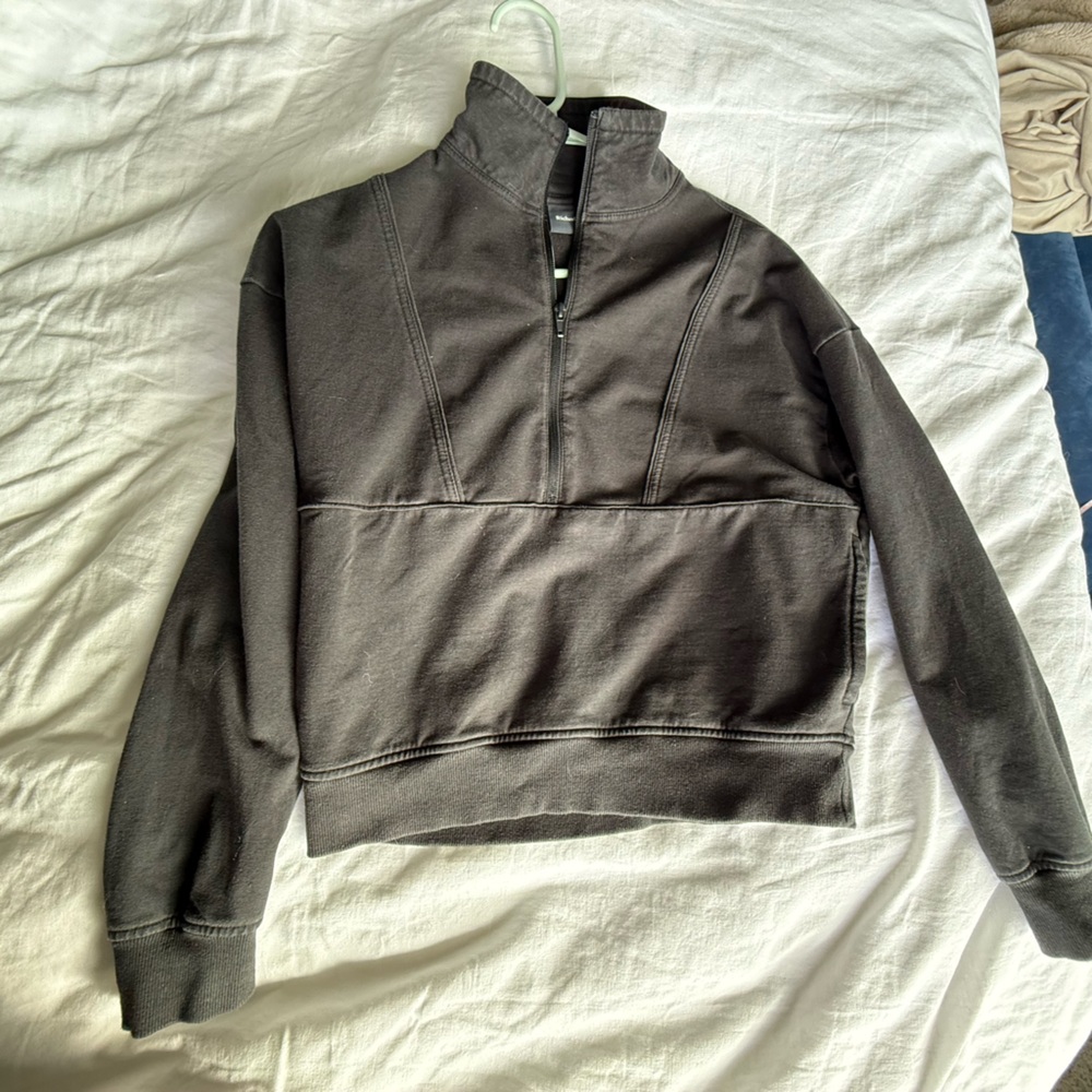Richer or Poorer Cropped Sweatshirt, Faded Black, Sz XS
